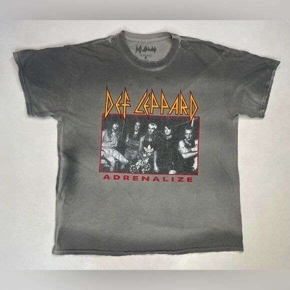 Def Leppard Adrenalize Graphic T-shirt Women Small Oversize Gray Short Sleeve - Picture 1 of 5